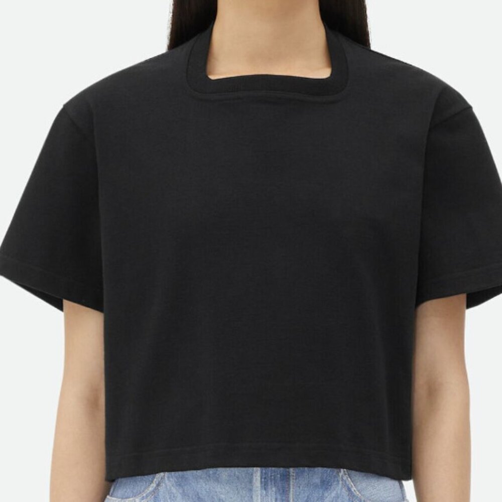 Bottega Veneta Relaxed Fit Heavy Jersey T-Shirt black size XS NWT square neck